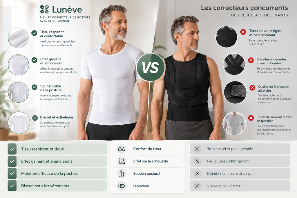 T-shirt correcteur de posture — effet gainant | Lunève